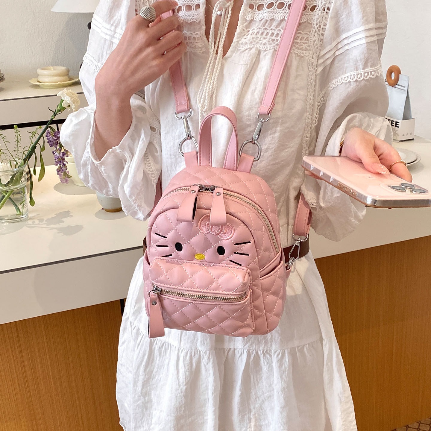 Mujer viajar viaje caricatura dulce nuevo lindo 2026 mochila gato mochila de viento gran capacidad de aire extranjero