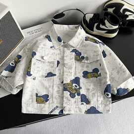 男童春秋外套2026新款儿童洋气春装中小童宝宝男孩百搭休闲衬衣潮