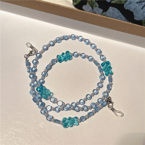 New Love Acrylic Chain, Korean INS Style Candy Color Bear Pearl Eyeglass Chain for Women