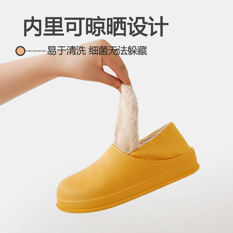 Водонепроницаемые хлопковые тапочки из ЭВА на флисовой подкладке, женская зимняя теплая верхняя одежда на толстой подошве, нескользящая обувь на хлопковой подкладке, Мужская Новая однотонная