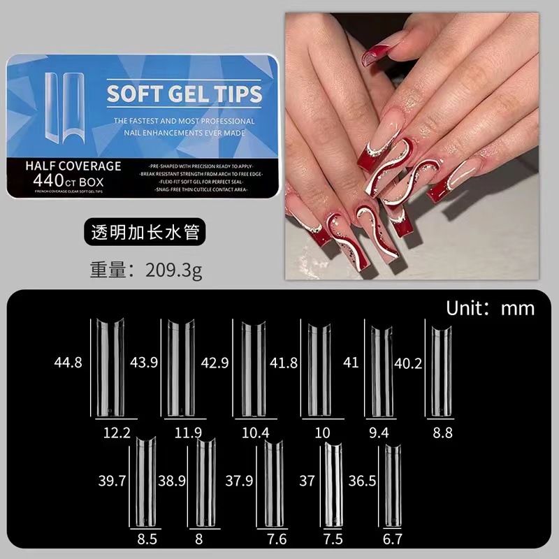 Amazon porcelana caja blanca esmalte de uñas ultra-delgada sin costuras esmerilado gota de agua larga almendra tallado libre esmalte de uñas 550 piezas/caja