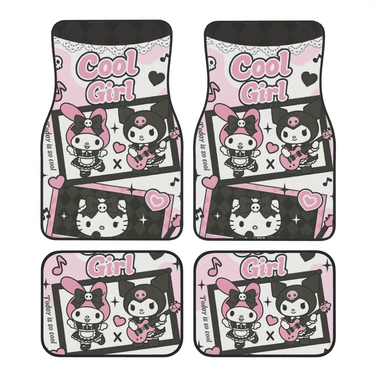 Cross-Border Sanrio Car Floor Mats for Main and Passenger Seats, Front and Rear Floor Mats, Amazon Temu Dropshipping Cartoon Foot Mats