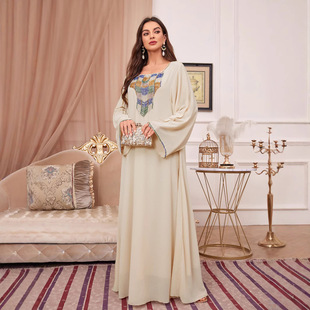 1504 Middle Eastern Muslim Robe Fashion Beaded Women's Dress Ready for Delivery