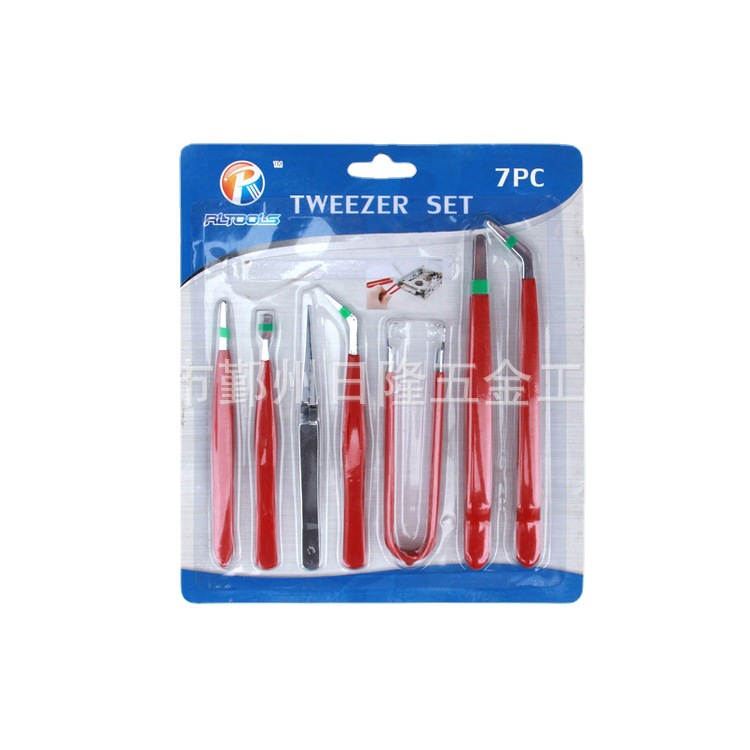日隆厂家低价镊子批发7pc套装防静电、弯头、工具镊子小镊子