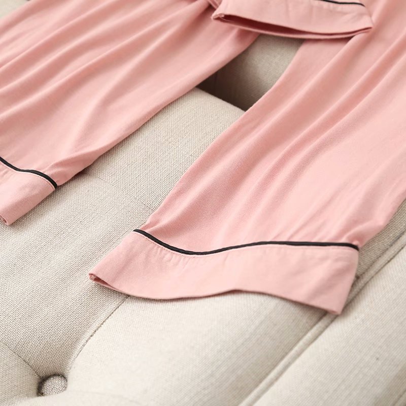 simple contrast color side wide leg pants pajamas set NSAM52919