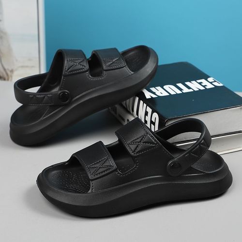 Men's Summer External Wear Sliding Sandals with Non-Slip, Foot-Molding Feel, Thick Insoles, and Elevation for Outdoor Driving and Sports, Available in Large Sizes