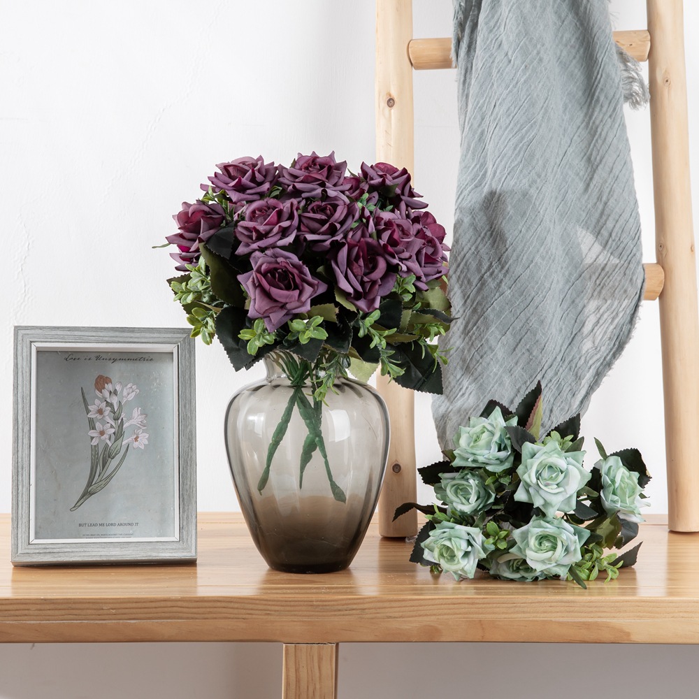 仿真花婚慶角玫瑰花束手捧花家居背景花牆攝影布景跨境MW12004