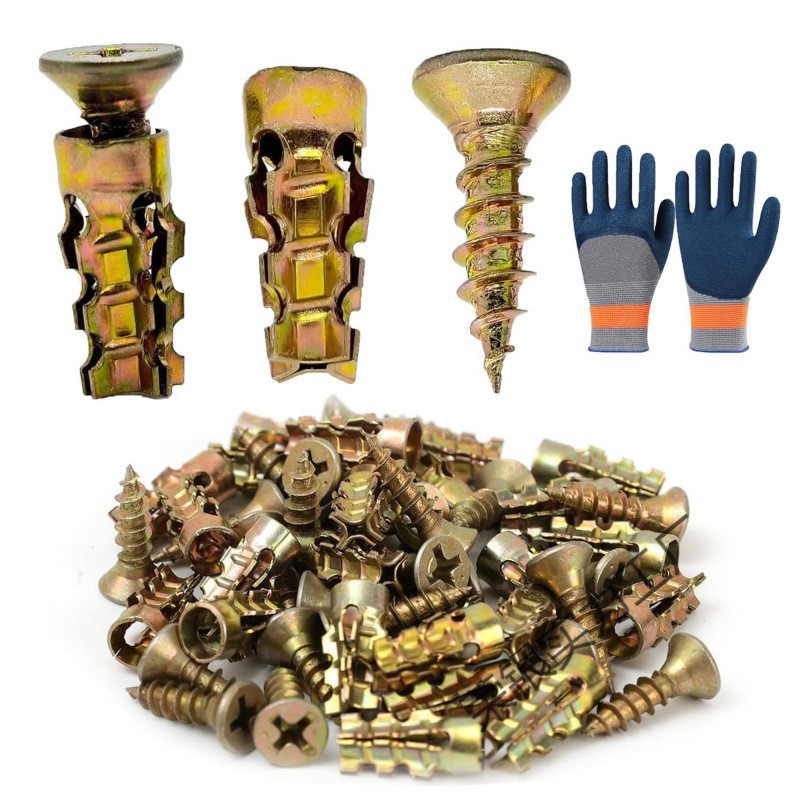 Şkaf və qapı menteşəsi üçün qısa genişləndirmə vintləri, 6×14 mm