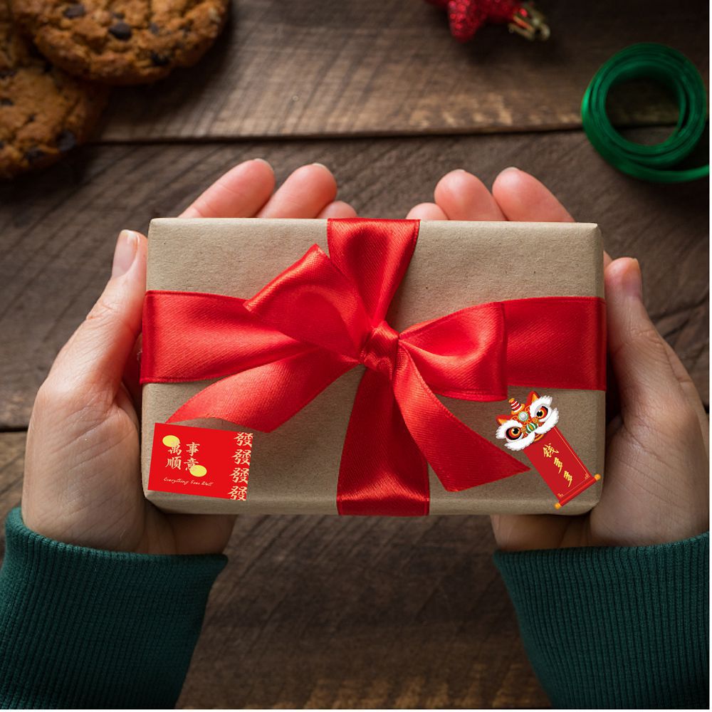 Fábrica al por mayor nueva primavera Festival fu carácter etiqueta de papel dragón Año Nuevo partido decoración regalo etiqueta adhesiva