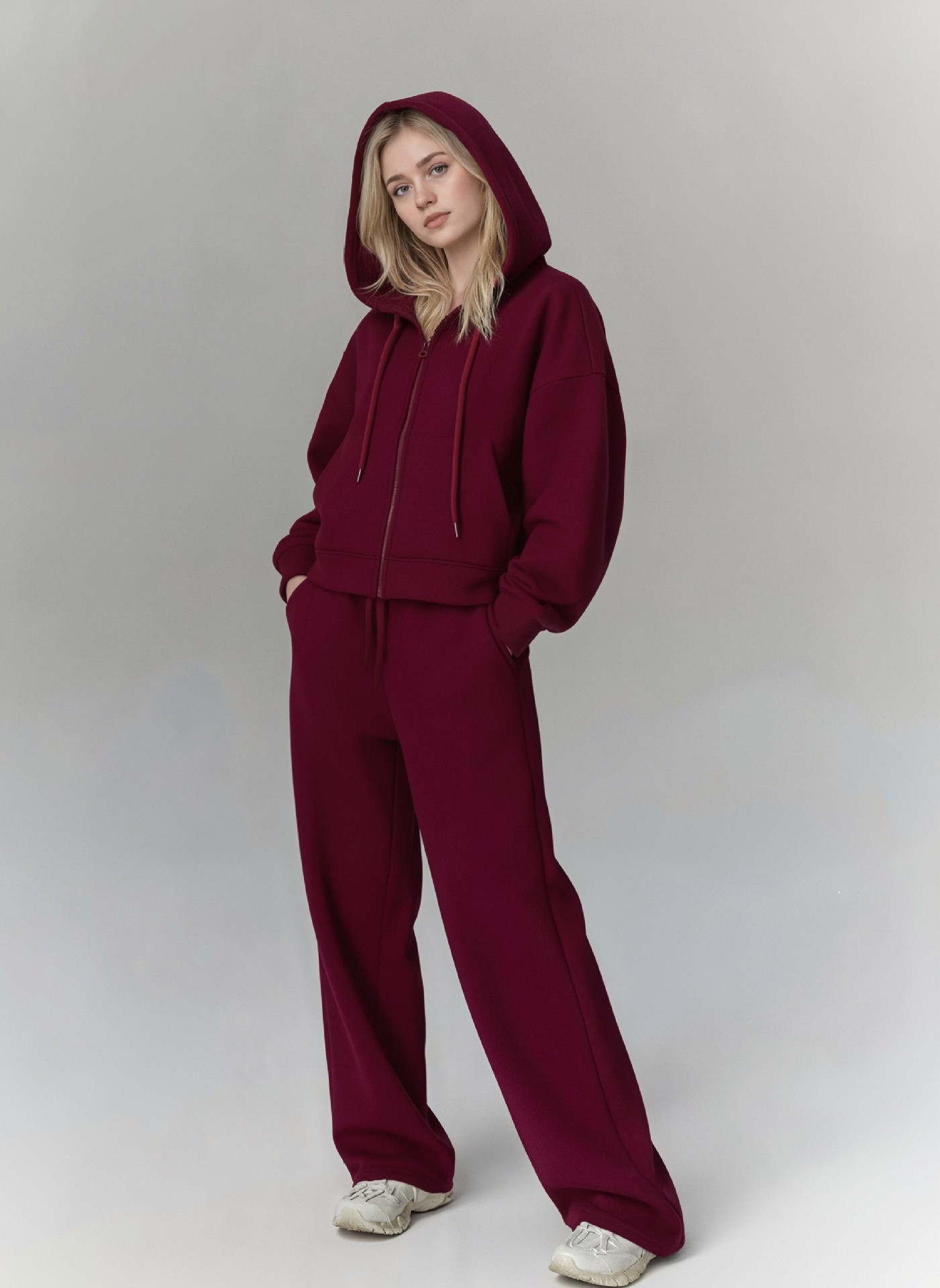 European And American Cross-border Fashion Sports Cotton For Women, Solid Color Long-sleeve Zip-up Hoodie With_ecoleips.com