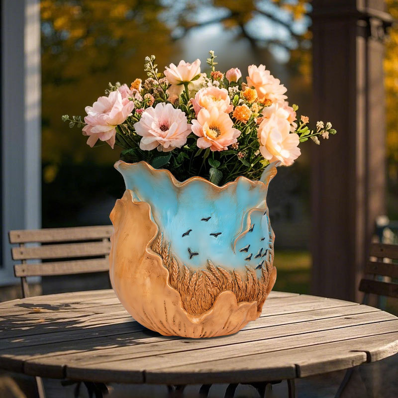  Hot-Selling Van Gogh Series Wheat Field Flying Geese Flower Pots Hand-Painted Home Desktop Outdoor Garden Landscape Decoration