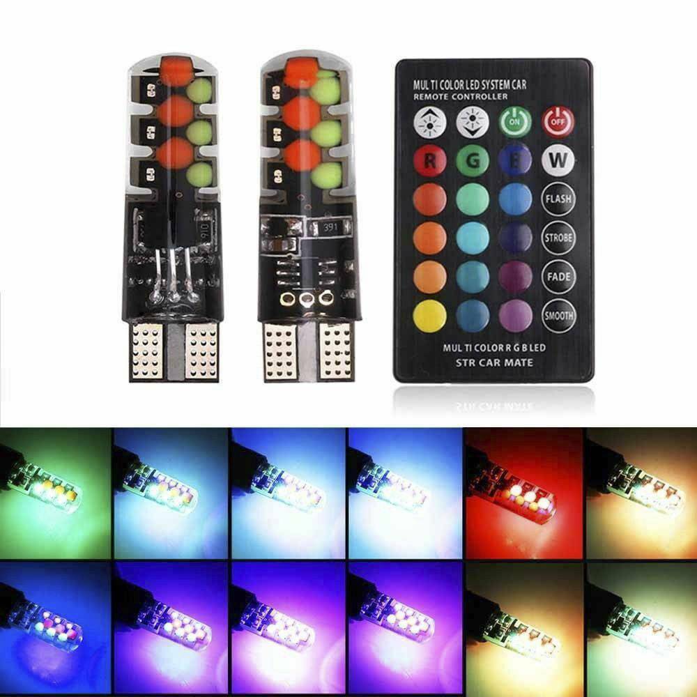 Lámpara de matrícula LED T10 12SMD patrón de parpadeo de silicona RGB luz de lectura remota luz de ancho luz pequeña