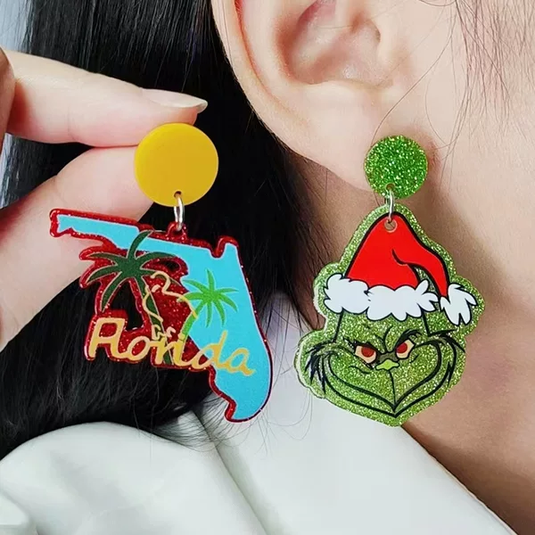 Christmas Tree Clown Acrylic Earrings Cartoon Gun Earrings Earrings Jewelry Women's Christmas Earrings