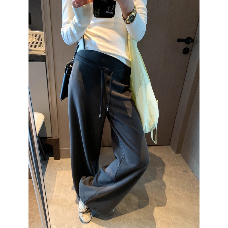 Moreover, the new autumn model is a Tencel blend casual pants with a drawstring, high waist, slimming, loose, and straight cut MQ1764 Moreover, the new autumn model is a Tencel blend casual pants with a drawstring, high waist, slimming, loose, and straight cut MQ1764
