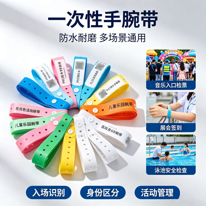 Disposable Wristbands for Parties, Events, Amusement Parks, Waterproof Children's Water Park Tickets
