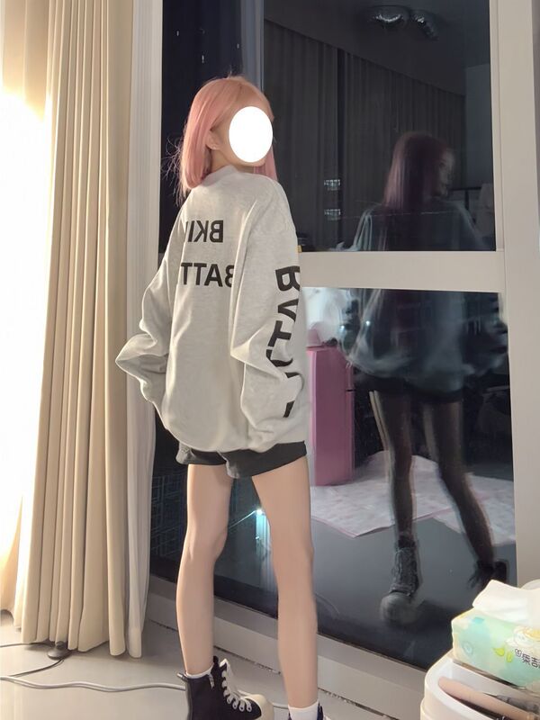 2025美式潮流新款chic学生上衣秋冬字母印花宽松圆领卫衣女潮外套|undefined