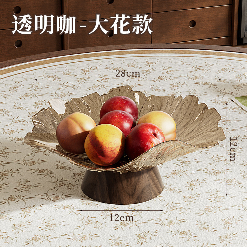 木纹高脚花型果盘家用复古风糖果坚果摆放果盘带盖招财猫跨境批发|undefined