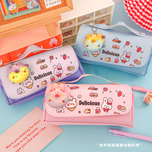 ins large-capacity pencil bag student cute decompression stationery bag cartoon creative multifunctional stationery box pencil bag