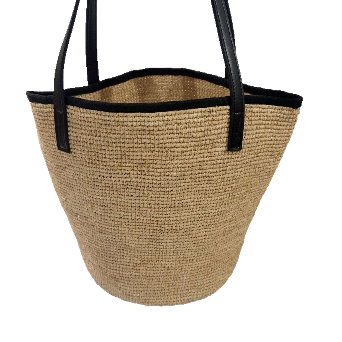 Japanese Style Raffia Minimalist Handmade Woven Straw Bag, Beach Vacation Tote, Women's Genuine Leather Handbag & Shoulder Bag - Thumbnail 5