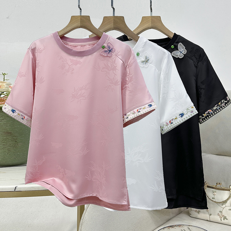 Wholesale Chinese-Style Tops with Vests, 2026 New Short-Sleeve T-Shirts, Round-Neck Blouses, New Chinese-Style Tops