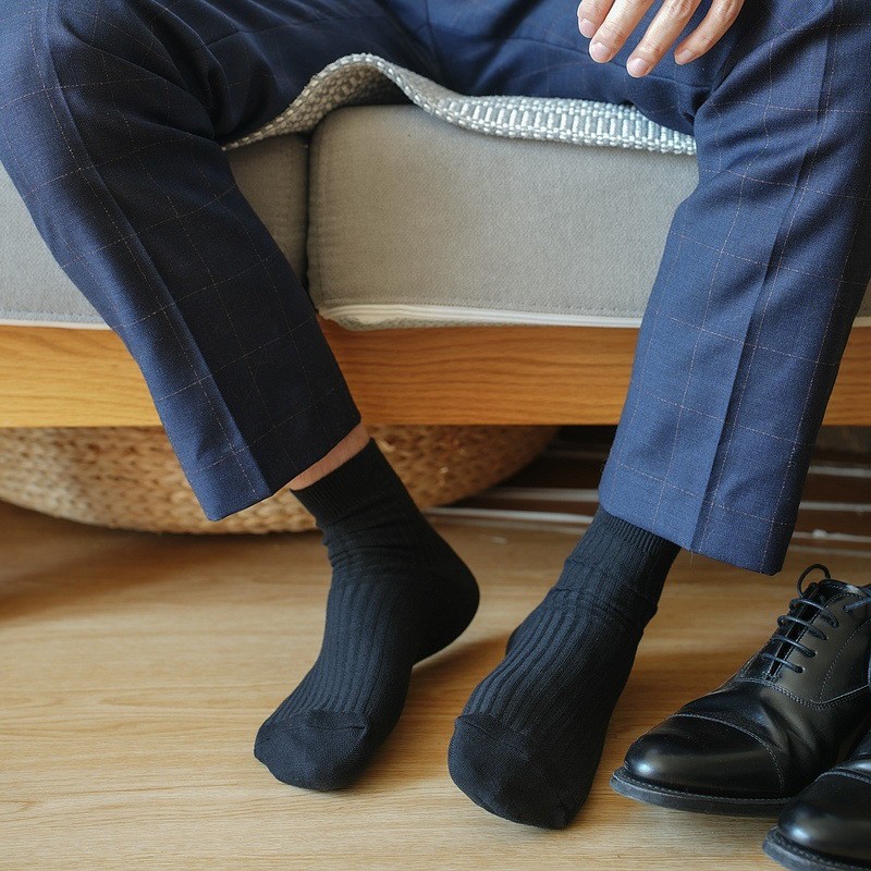 New Spring and Summer Double Needle Socks Men's Socks Business Socks Short Tube Japanese Style Simple Solid Color Socks Extremely Thin