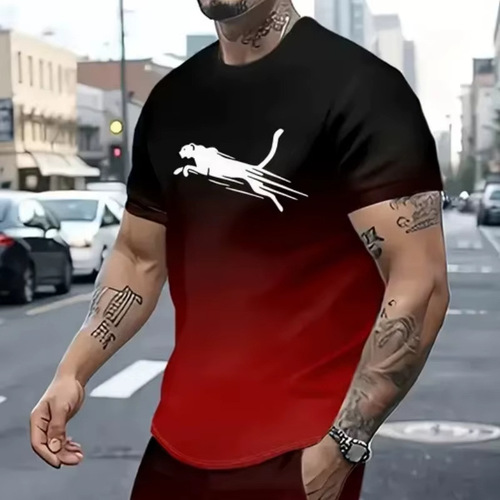 Bestselling TEMU Men's Summer 3D Digital Printing Simple Crew Neck Short Sleeve T-Shirt Breathable