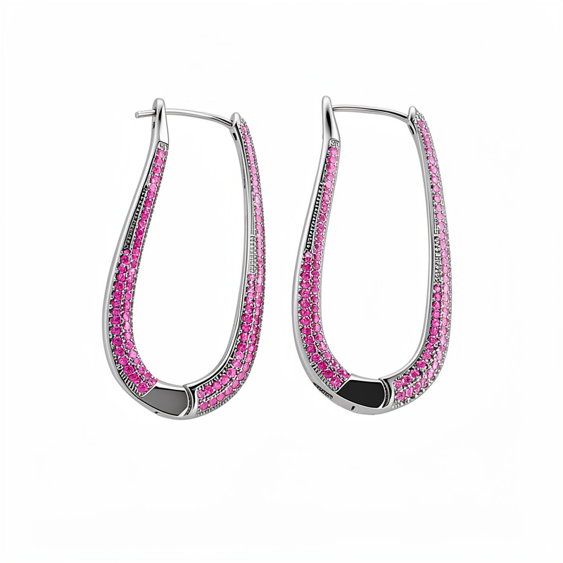 Medieval vintage zircón oval pendientes de estilo retrógrado personalidad pendientes ligeros de lujo alta sensación auriculares al por mayor