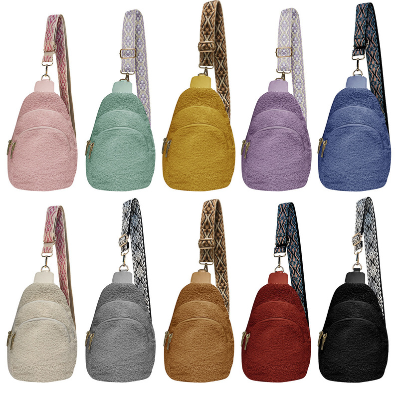 2025 Autumn and Winter New Crossbody Bag Chalba Stuffed Chest Bag Women's Outdoor Sports Card Bag Small Backpack Cross-Border Plush