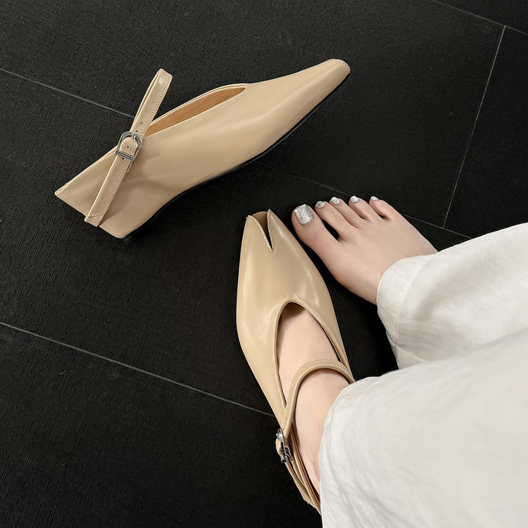 Sandal nữ hở mũi gót nêm cao da bò tăng chiều cao quai ngang — màu đen, màu trắng, màu mơ chi tiết 111
