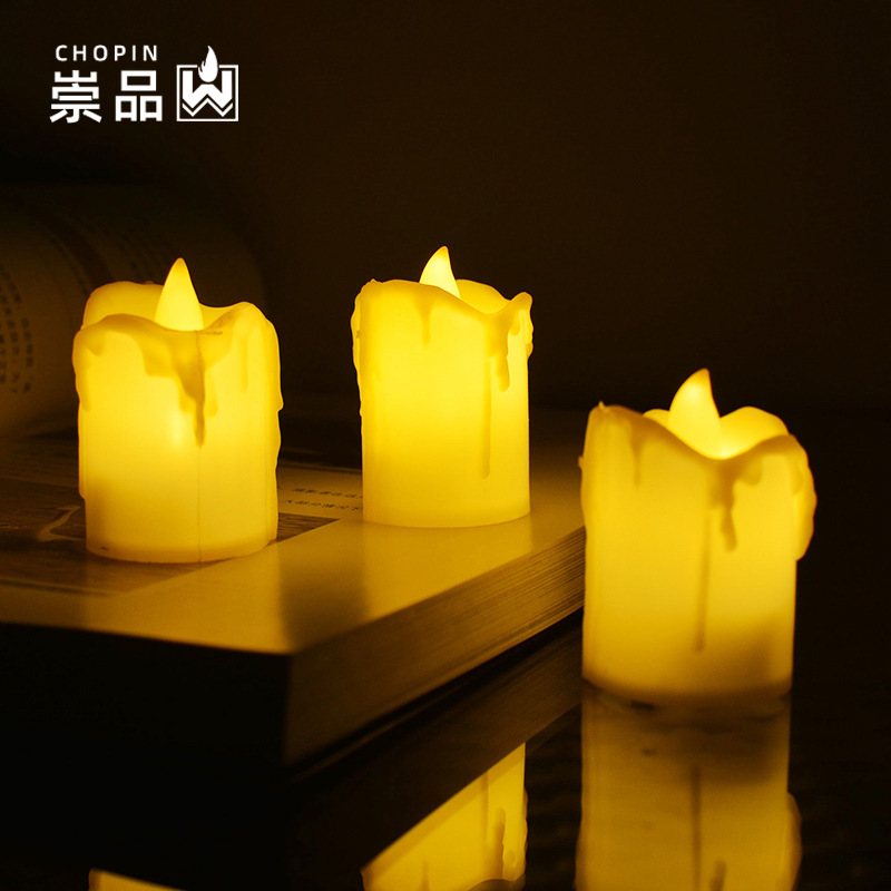 Fábrica de luz directa núcleo integrado lágrimas LED vela electrónica creativa cumpleaños boda artesanía vela lámpara al por mayor