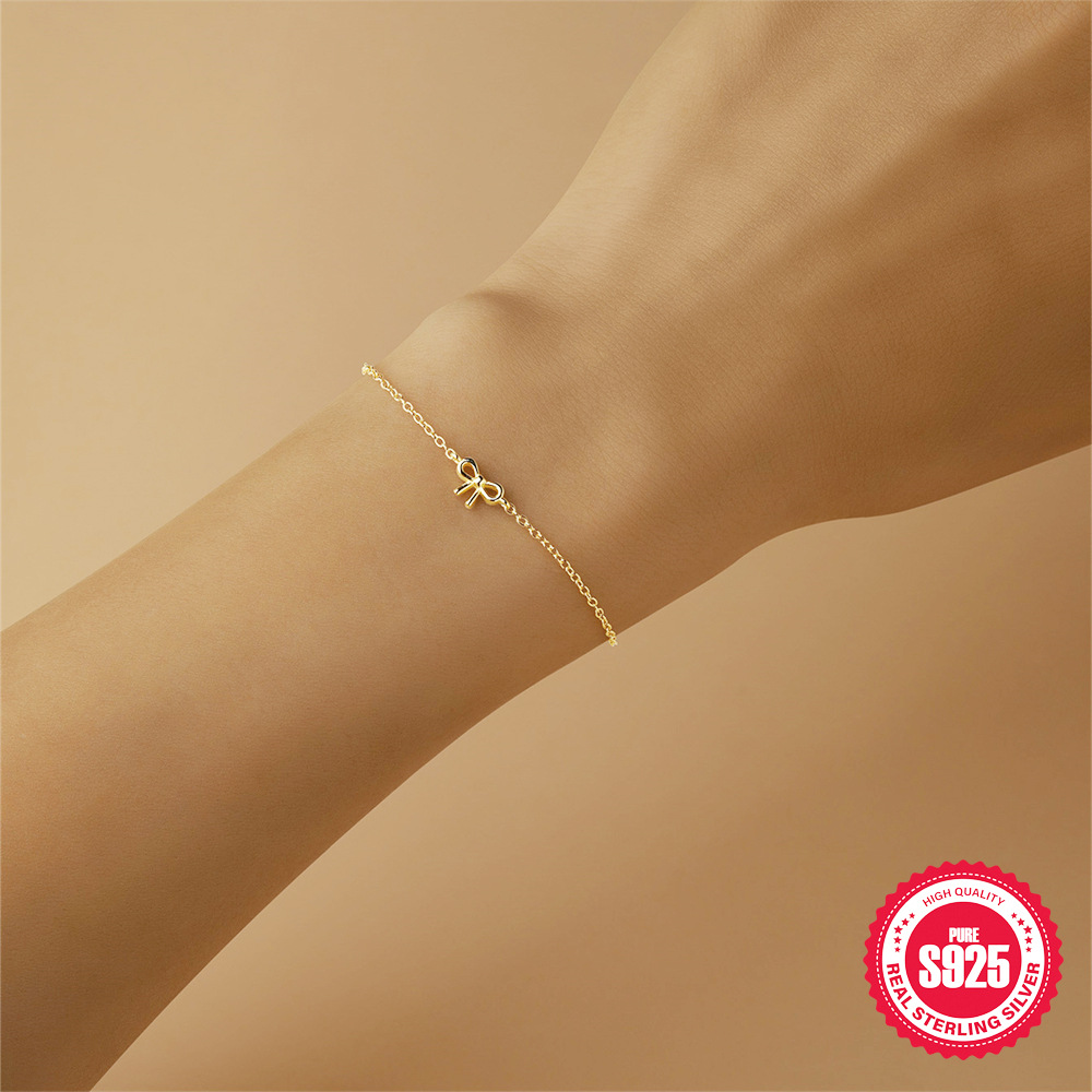 Nueva pulsera de lazo de plata de ley s925 estilo ins, personalidad simple europea y americana, clásico brillante, celebridades de Internet del mismo estilo, pendientes