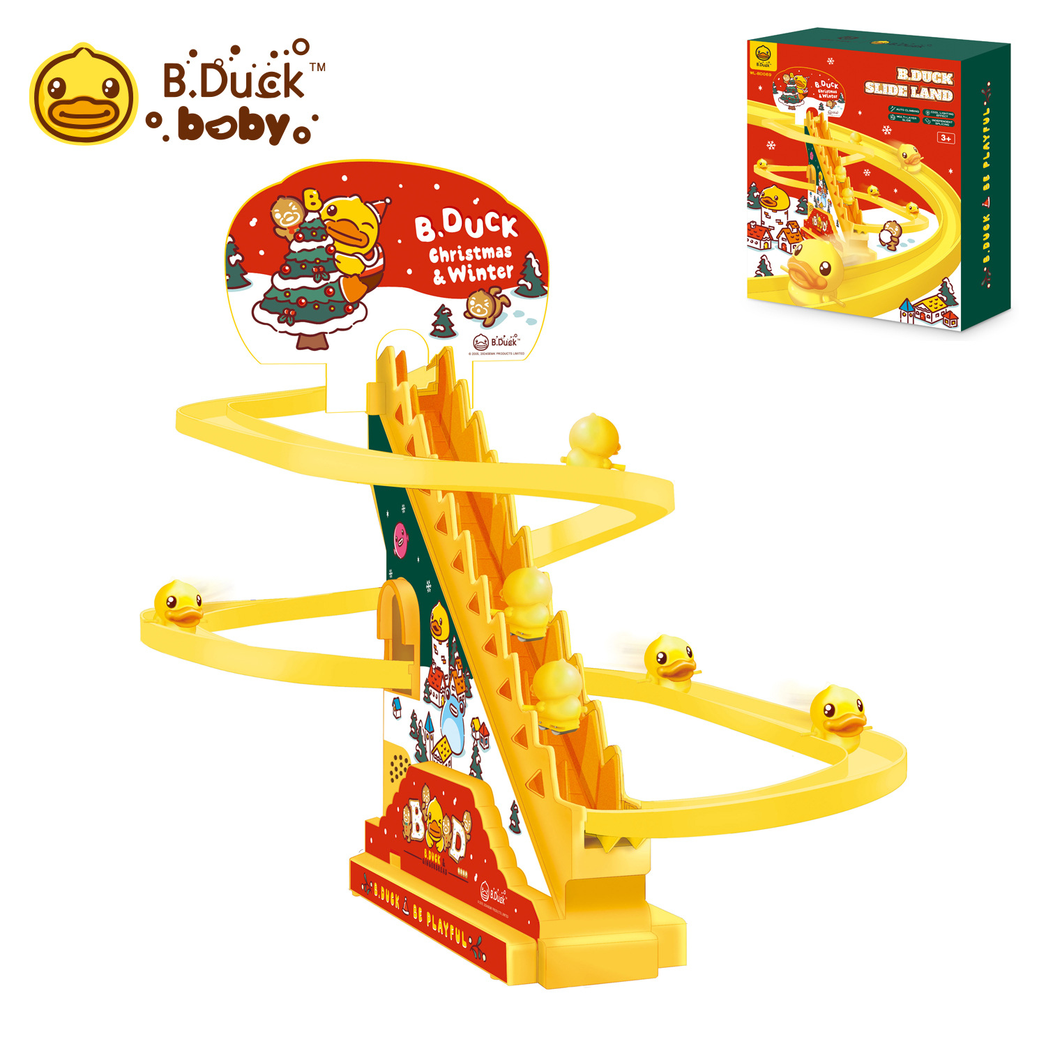 중형 트랙 슬라이드 오리 + 오리 3마리(크리스마스 모델)