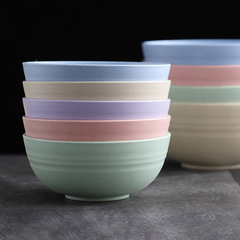 Single anti-drop household 6-inch large wheat straw plastic bowl creative personalized set soup noodle eating bowl set