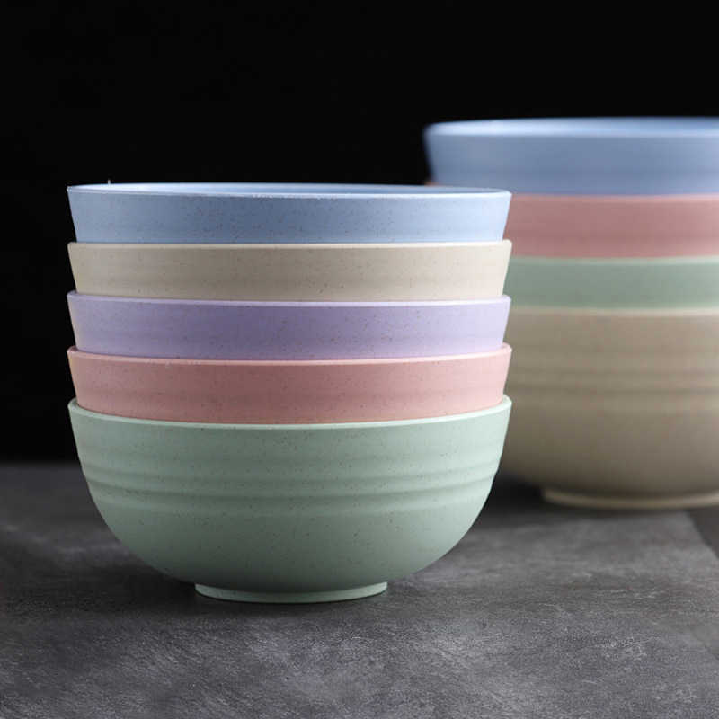 Bowl Single Drop-resistant Household 6-inch Large Wheat Straw Plastic Bowl Creative Personality Soup Noodle Dinner Bowl Set