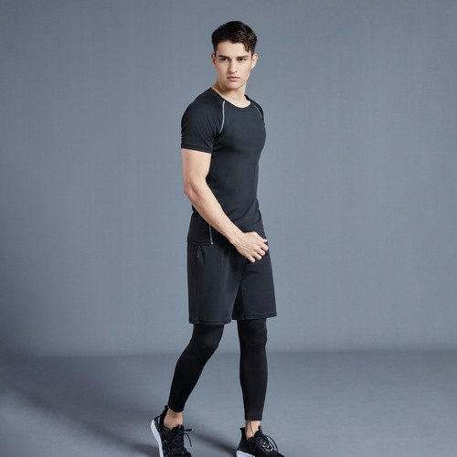 Men's Sport Set Southeast Asia 5 Fitness Outdoor Running Tight Clothing Training Suit 5-Piece Set