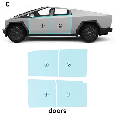 Cross-Border Exclusive Supply for Automotive Film - tpu-transparent-protective-film-tesla-cyber-truck-4-doors-side-skirts-tpu-protective-film
