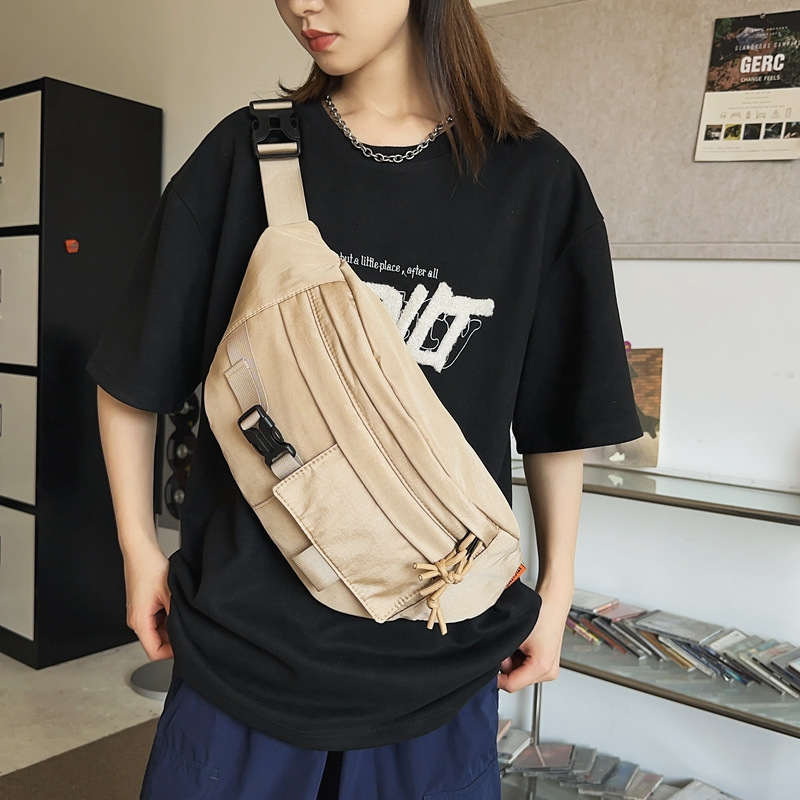 潮流男女简约胸包新款韩版原宿大容量腰包工装学生斜挎休闲包