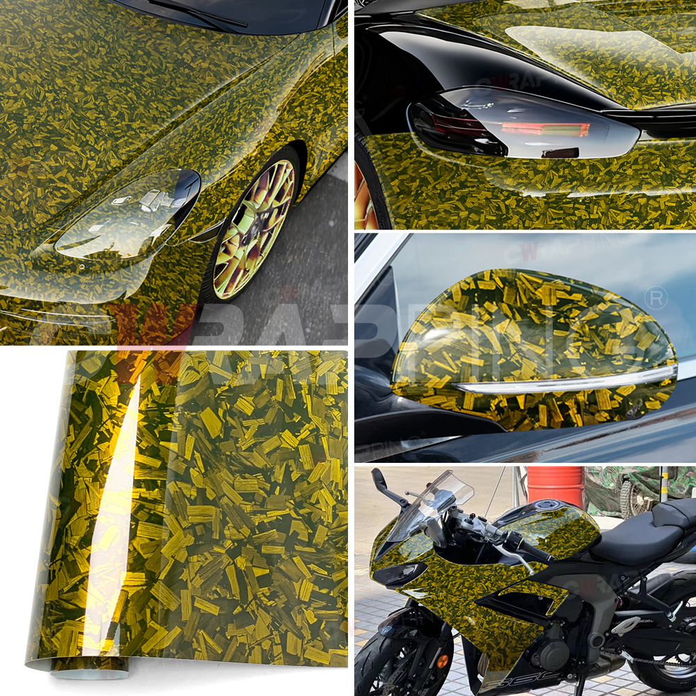 Pet Forged Carbon Fiber Car Wrap Film, Color Changing Film, Glossy and Matte Interior, Rearview Mirror, Motorcycle Trunk Sticker