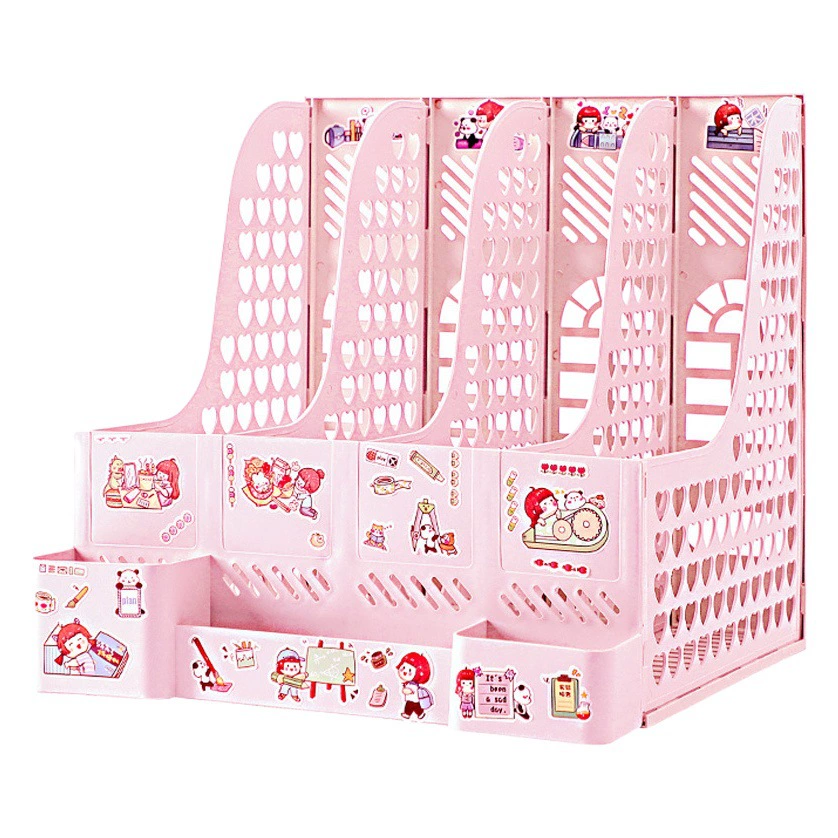 Полка для документов Многослойная коробка с четырьмя колонками Канцелярские принадлежности Подставка для книг Простая настольная папка Настольный ящик для хранения для студентов