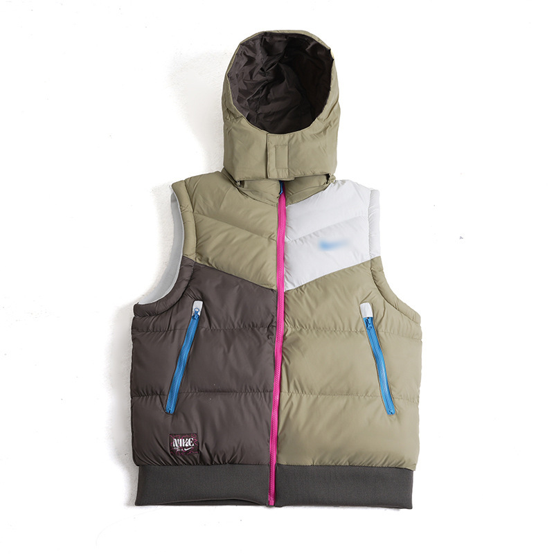 NK small hook hooded warm down cotton vest for men, color-blocked waistcoat, new autumn and winter sports casual jacket wholesale NK small hook hooded warm down cotton vest for men, color-blocked waistcoat, new autumn and winter sports casual jacket wholesale