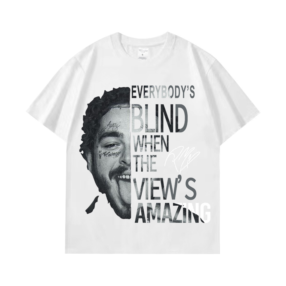 American High Street carácter carta impresión lavada manga corta Camiseta hombres ins verano casual cuello redondo algodón media manga camisa moda