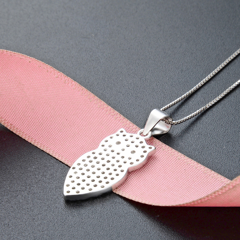 Transfronterizo nuevo 925 plata hermoso collar búho mujer europea y americana alta sensación simple colgante de clavícula de animales