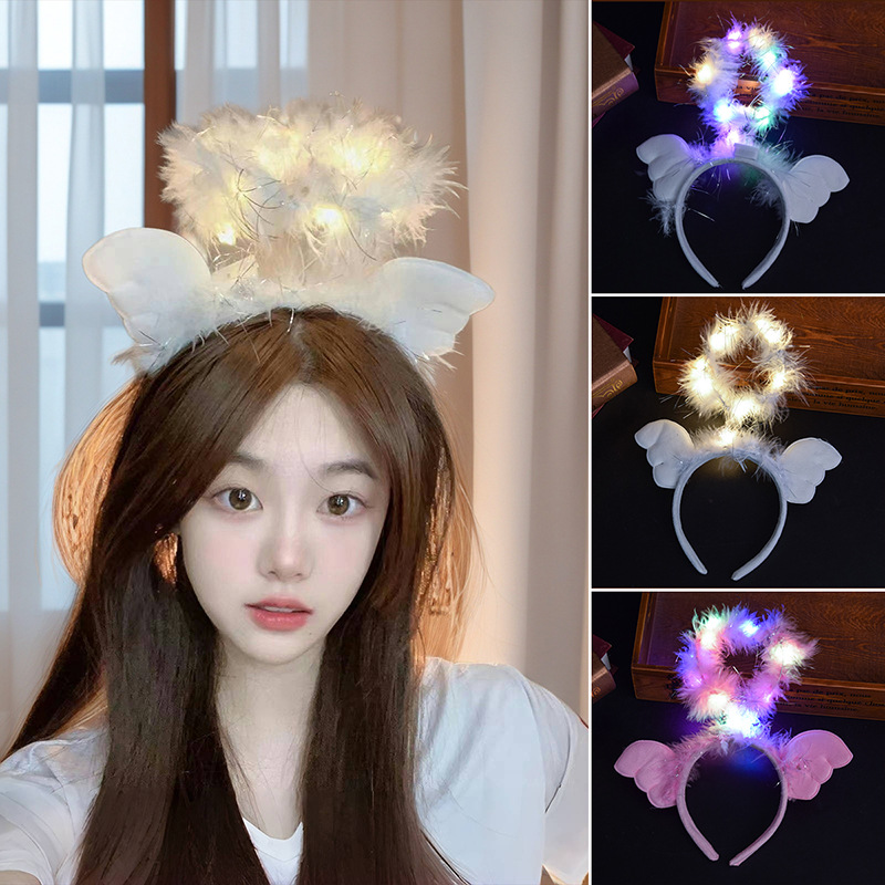 Diadema de Navidad transfronteriza, diadema de corbata de cuernos de ciervo, fiesta de Halloween, tocado de hada de flores, puesto de mercado nocturno, juguetes luminosos