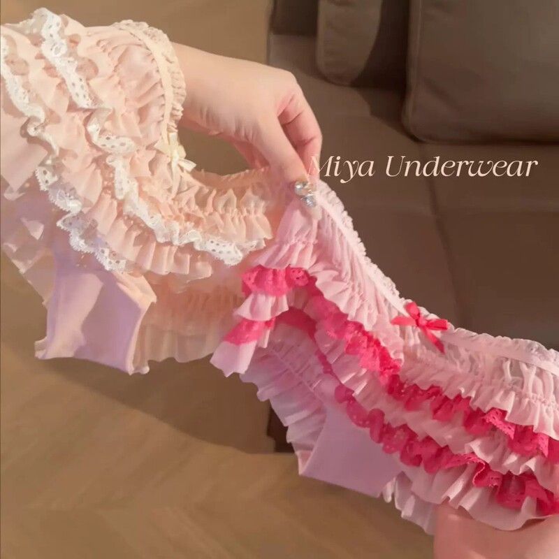 Dopamine Cute Cake Pants~Japanese-Style Ruched Lace Panties, Feminine, Fashionable, Versatile Sports Women's Briefs