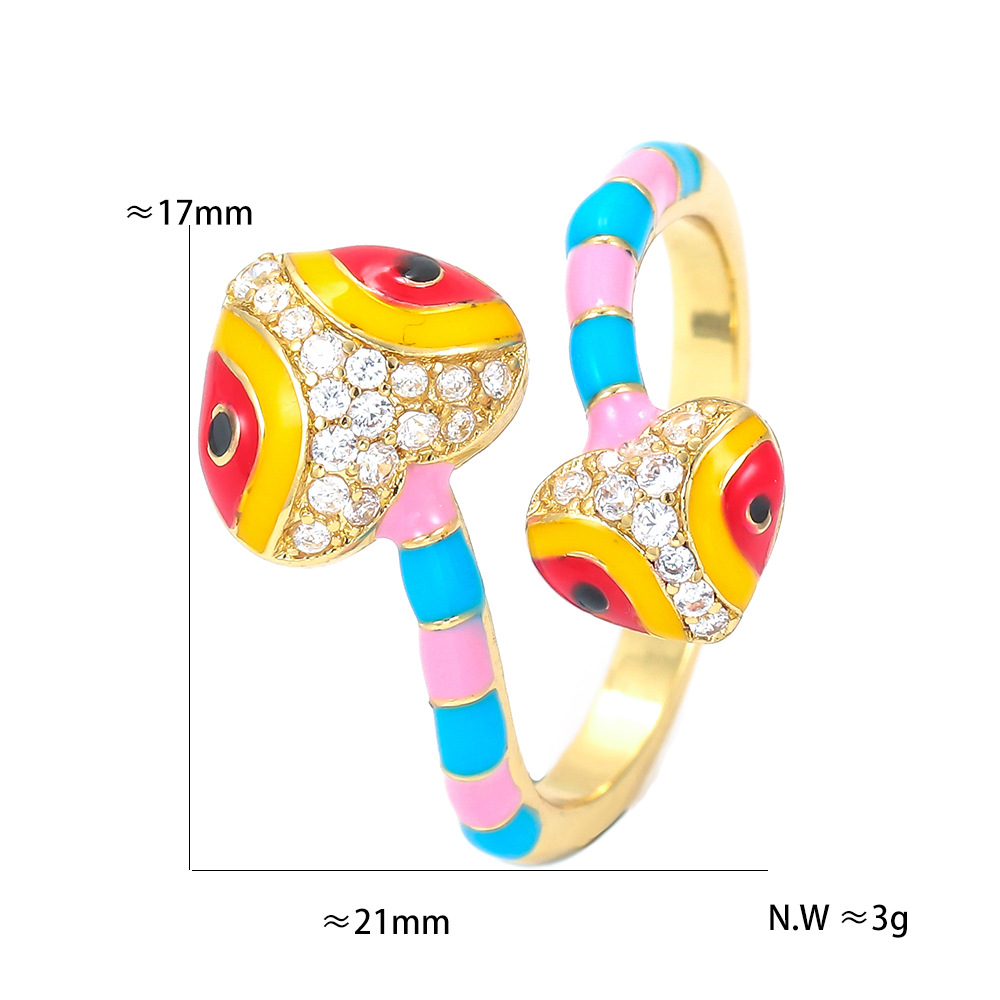 Copper Material Retro Geometric Snake Copper Open Ring Plating Zircon Copper Rings