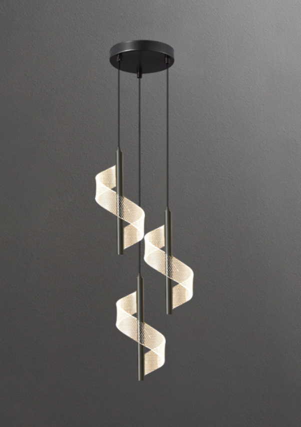 T1119 - Dorado negro de tres extremos D14 * H40cm / cable de suspensión de 1,6 m