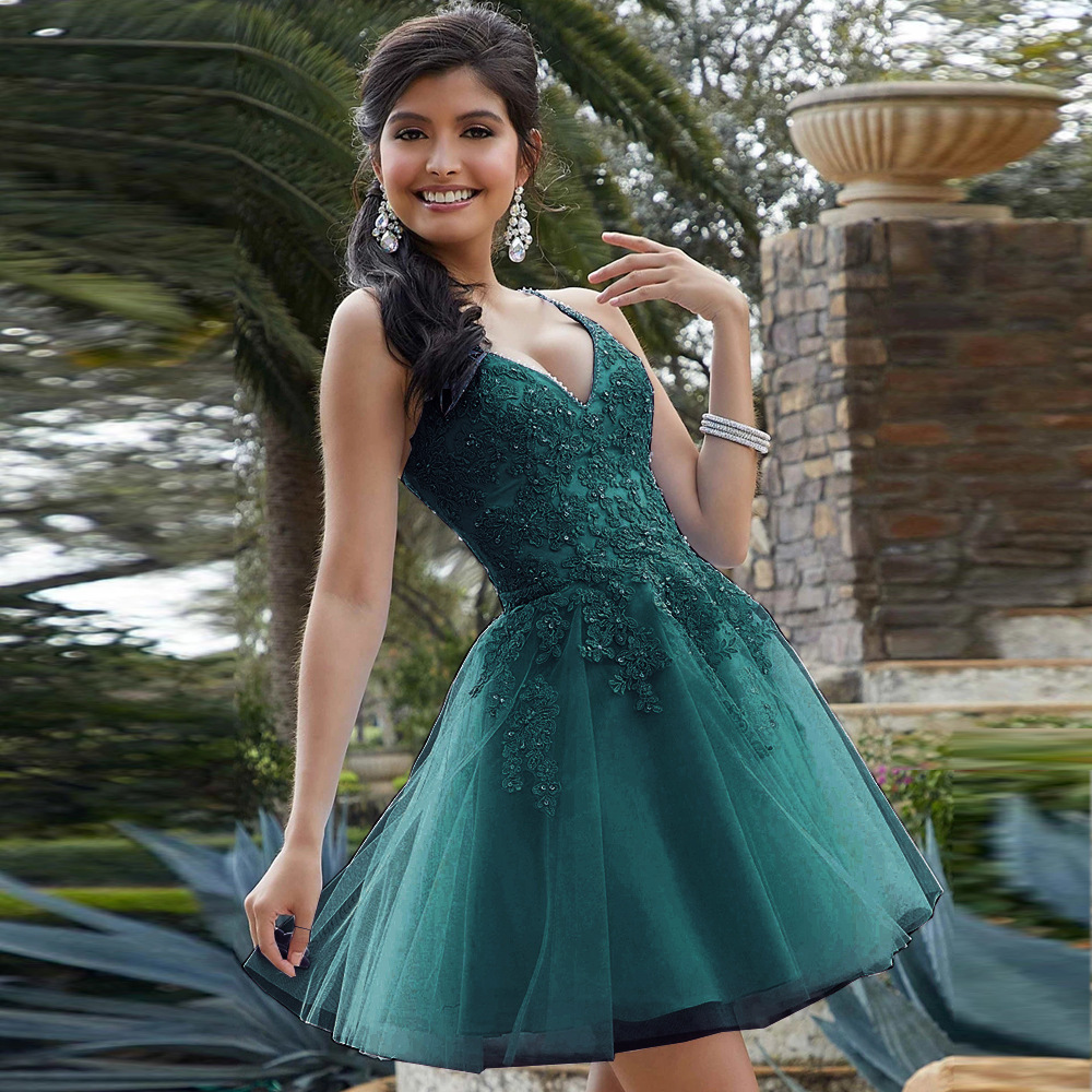 2025 caída de otoño vestido de noche de encaje corto Aliexpress Amazon vestido de fiesta de cumpleaños pequeño
