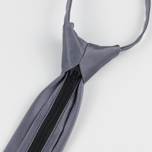 Business tie for men and women black gray red solid color professional work security wedding shirt student free zipper tie