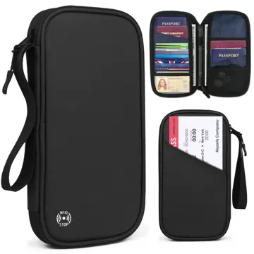 Cross-border spot multi-functional RFID anti-theft brush passport bag Travel Air ticket change card bag large capacity document storage - ShopShipShake