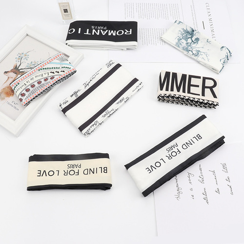 French Retro Silk Scarf Headband for Women, Business Bow Tie Scarf, Versatile Outing Scarf, Decorative Hairband